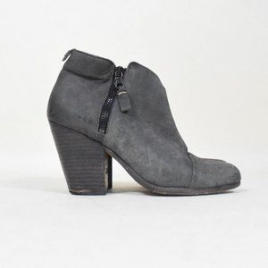 Rag & Bone Gray Distressed Leather Stacked Heel Ankle Boots
